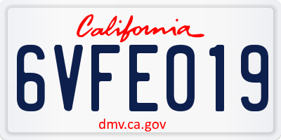 CA license plate 6VFE019