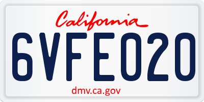 CA license plate 6VFE020