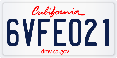 CA license plate 6VFE021
