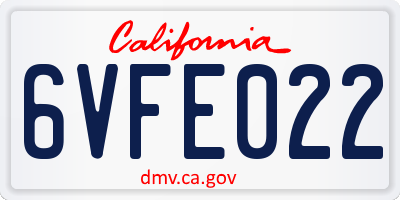 CA license plate 6VFE022