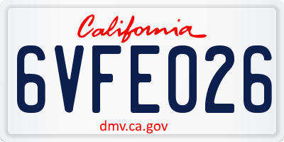 CA license plate 6VFE026