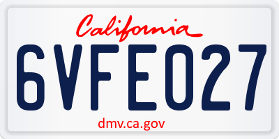 CA license plate 6VFE027
