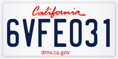 CA license plate 6VFE031