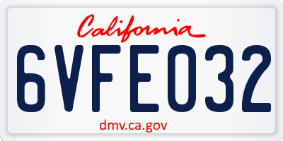 CA license plate 6VFE032