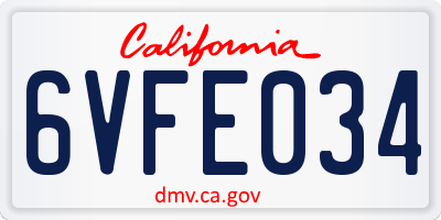 CA license plate 6VFE034