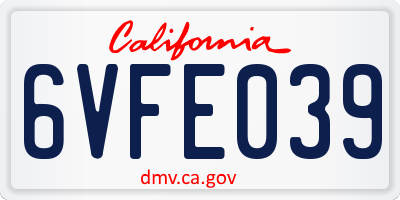 CA license plate 6VFE039