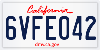 CA license plate 6VFE042