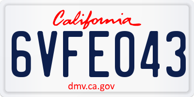 CA license plate 6VFE043