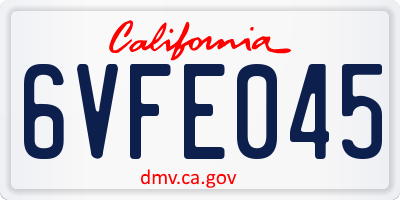 CA license plate 6VFE045