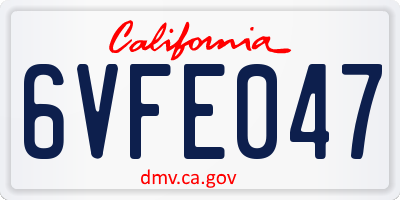 CA license plate 6VFE047