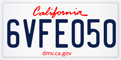 CA license plate 6VFE050