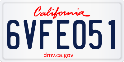 CA license plate 6VFE051