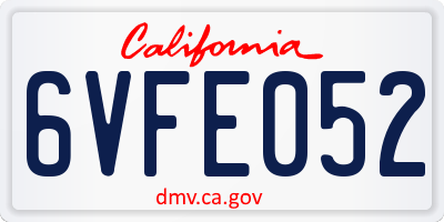 CA license plate 6VFE052