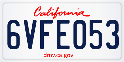 CA license plate 6VFE053