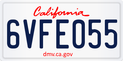 CA license plate 6VFE055