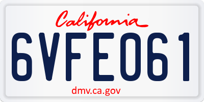 CA license plate 6VFE061