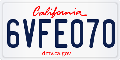 CA license plate 6VFE070