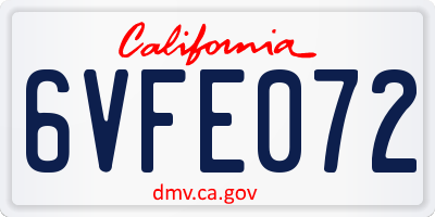 CA license plate 6VFE072