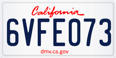 CA license plate 6VFE073