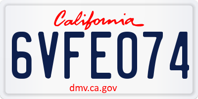 CA license plate 6VFE074