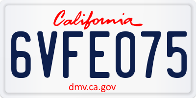 CA license plate 6VFE075