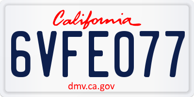 CA license plate 6VFE077
