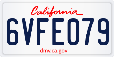 CA license plate 6VFE079