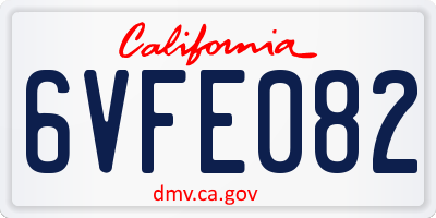 CA license plate 6VFE082