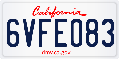 CA license plate 6VFE083