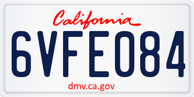 CA license plate 6VFE084