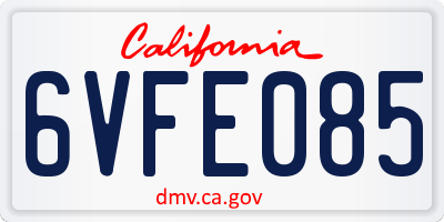 CA license plate 6VFE085