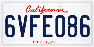 CA license plate 6VFE086