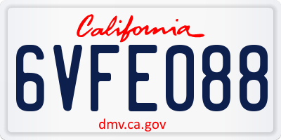 CA license plate 6VFE088