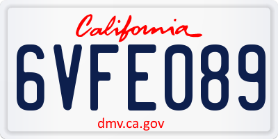 CA license plate 6VFE089