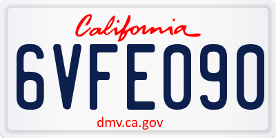 CA license plate 6VFE090