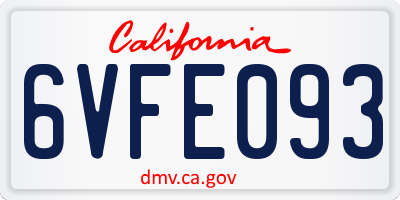 CA license plate 6VFE093