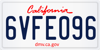 CA license plate 6VFE096