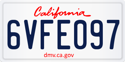 CA license plate 6VFE097