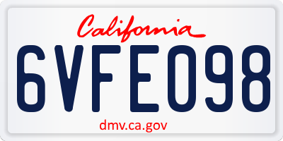 CA license plate 6VFE098