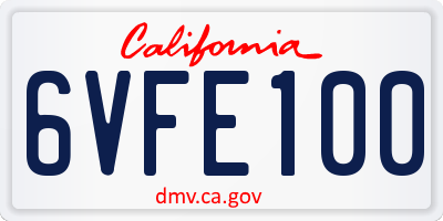 CA license plate 6VFE100