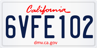 CA license plate 6VFE102