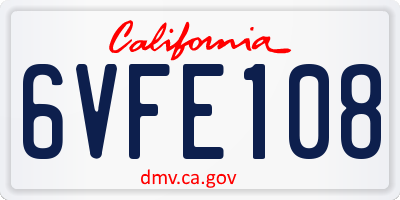 CA license plate 6VFE108