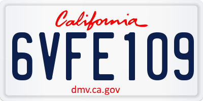 CA license plate 6VFE109