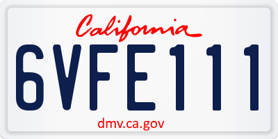 CA license plate 6VFE111