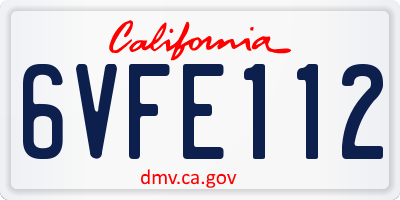CA license plate 6VFE112
