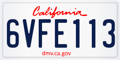 CA license plate 6VFE113
