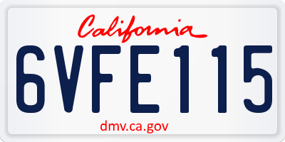 CA license plate 6VFE115