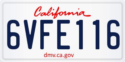CA license plate 6VFE116