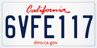 CA license plate 6VFE117