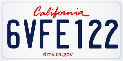 CA license plate 6VFE122